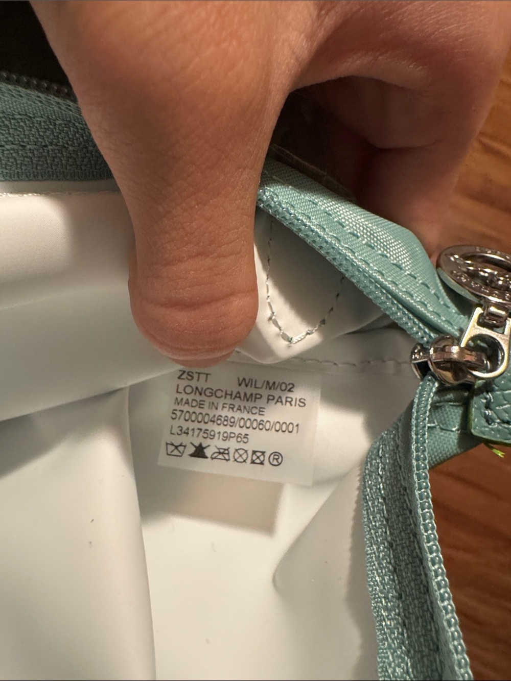 Longchamp Small Top-Handle Cosmetic Pouch in Mint Green - Picture 2 of 5